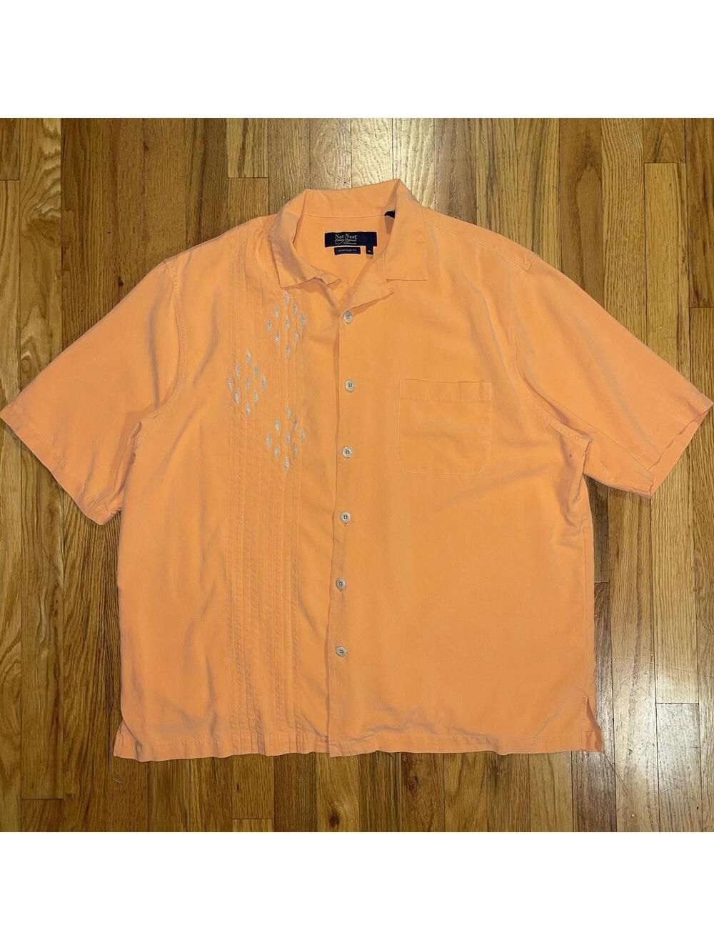 100% Silk Embroidered Diamonds Unique Detailing Orange Nat Nast  Men’s XL